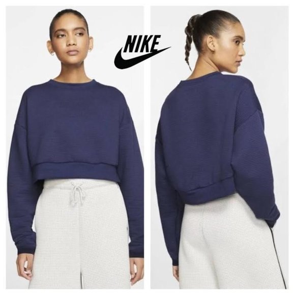 NWT $130 NIKE Sportswear Women XS City Ready Fleece Crew Cropped Top Sweatshirt - Picture 1 of 15
